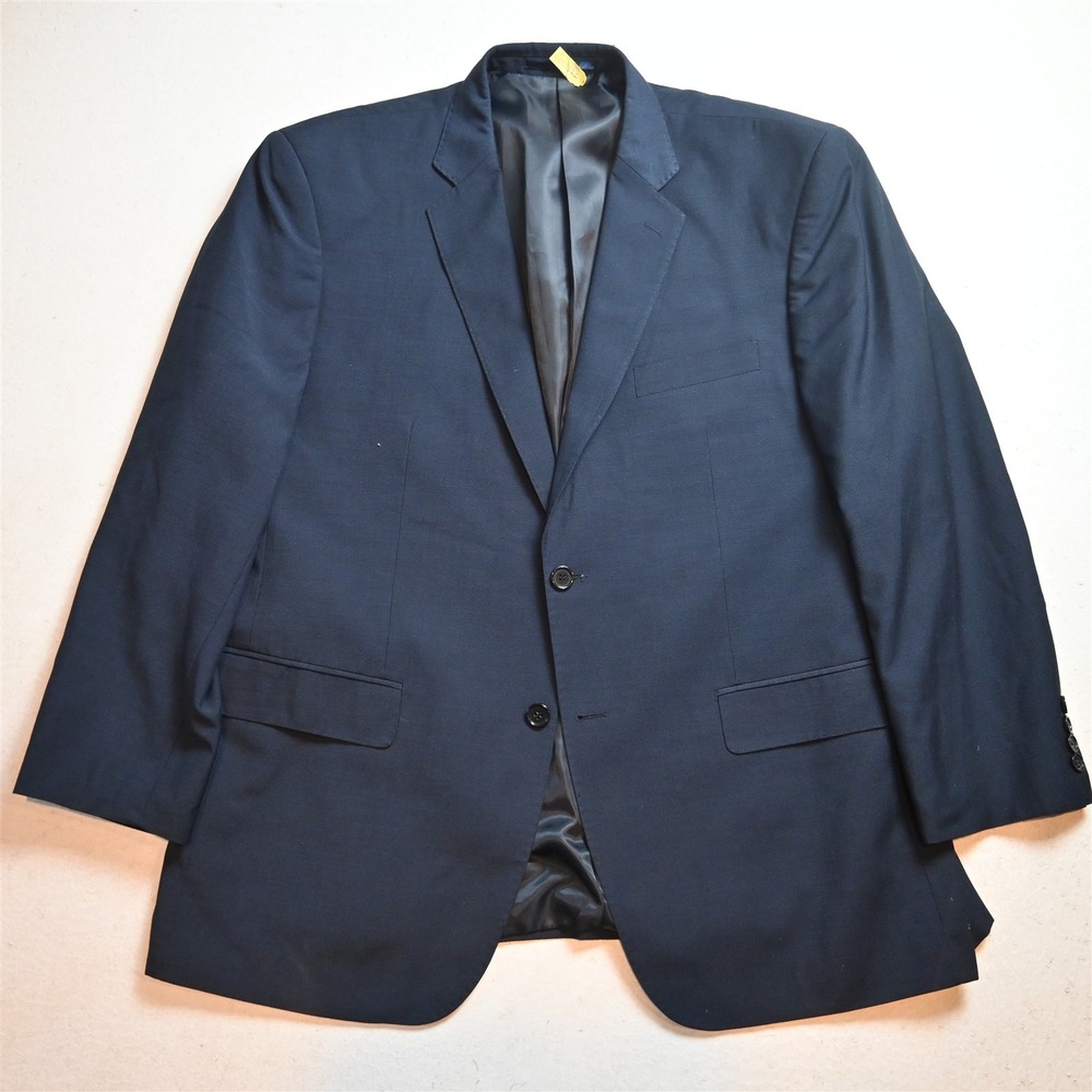 Antonio Cardinni 46R Blue Wool Silk Sharkskin Mens Blazer Suit Jacket Sport Coat